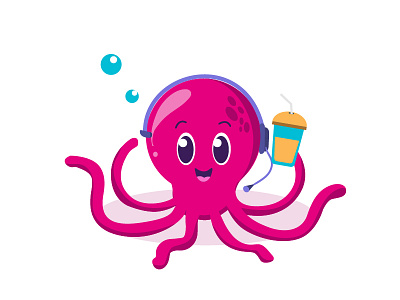 Chill! animal cartoon character design chill cute fun graphic illustration octopus routine vector work