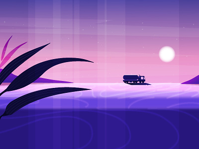 Ride... 2d design distance graphicdesign illustration landscape light moon moonlight nature night road shadows sky sunset texture thoughts travel. ride truck vector