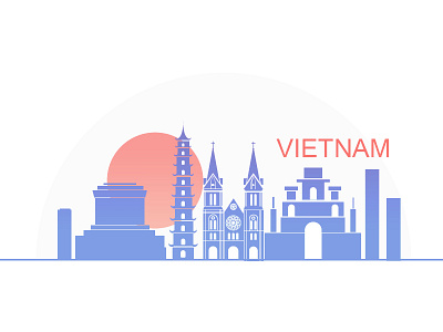 Vietnam ai architecture city landscape minimal vector vietnam