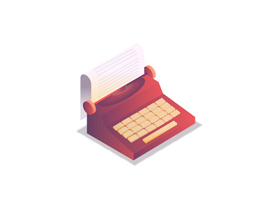 Writer.. 2d antique document gradients icon illustration isometric letter old fashion paper retro typing ui vintage web website words