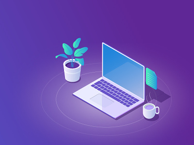 Spotlight! 2d advertisement colorful cup design digital emptyspace found icon illustration isometric laptop macbook perspective plant spotlight web youtube