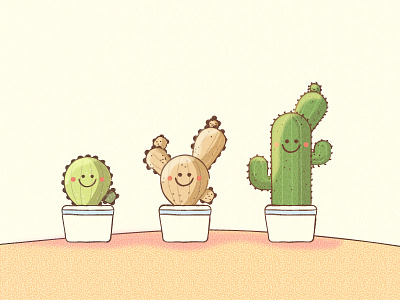 Cactus! cactus characters cute gradients pastel plant smile sweet texture thorns