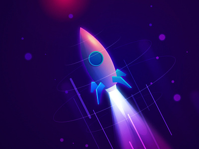 Rocket Launch! .ai 2d colors gradients graphic illustration illustrator launch light rocket rocket thruster space textures vector vibrant