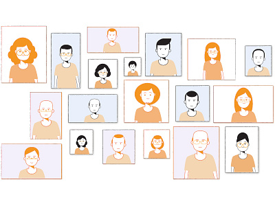 People! characters crowd expressions graphic highlight illustration illustrator men old orange people photos posters standout stylised vector women