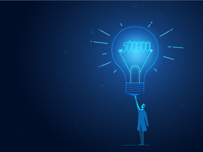 Idea! 2d advertisement aim beginning bulb concept gateway glow gradient graphic idea illustration light person shine start stylised. target thought youtube