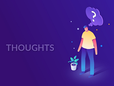 Thoughts! character design colorful gradients human idea illustration isometric man orthographic view person perspective
