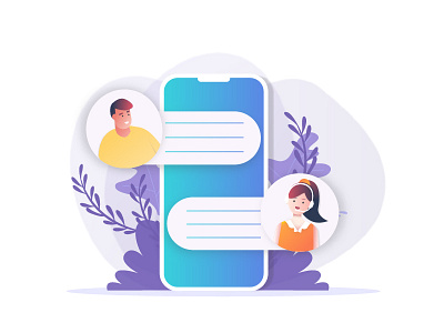 Communication! app branding character chat communication customer care designers empty gradients graphic helpline icon illustration mobile support ui vector web webpage whitespace