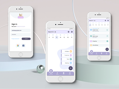 Planner CattoDay branding mobile design planner time management app ui ux