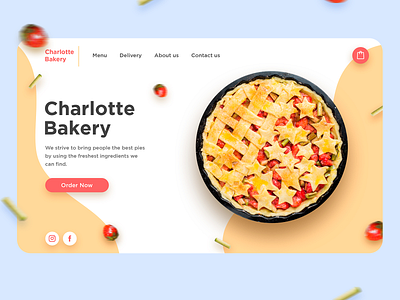 "Charlotte Bakery" Landing Page Design app art bakery branding cake delivery app design desktop mobile app mobile design mobile ui pie strawberry typography ui ux vector web