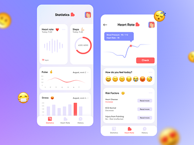 HeartB - Heart Monitor app app ui branding dashboard design emoji health healthcare heart heart logo heartbeat icon illustration logo mobile pulse ui ux vector