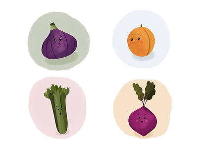 Children's illustration of food book color design digital food fruit illustration procreate vegetable