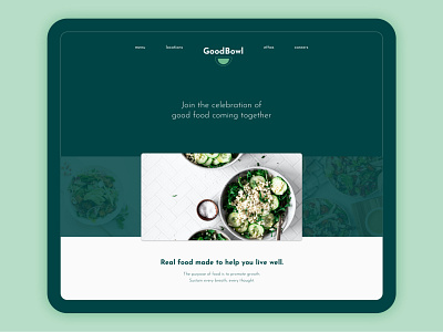 GoodBowl concept design eatery food green healthy interface landing page landing page design minimal organic restaurant sketch webdesign website concept