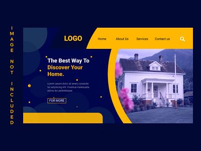 Real estate business blue and orange web landing page