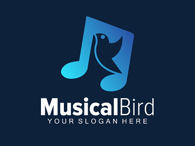 abstract modern creative musical bird logo design. animal bird business clean company drawing flat fly illustration logo logotype music musical musician outline simple technology template wildlife wing