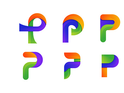 colorful p letter logo design concept