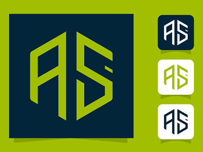 Letters a and s or as line logo design.