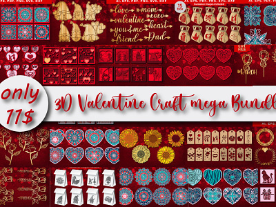 3D Valentine Craft Mega Bundle vector