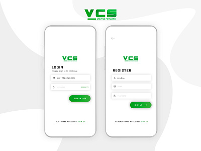 VCS ui login and Registration