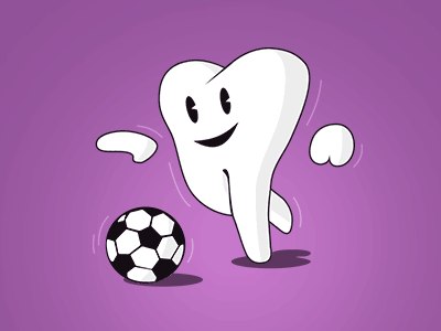 Soccer Toothy ball brand hero cartoon comic character football logo soccer player tooth