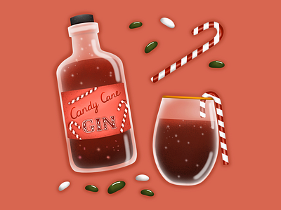 Candy Cane Gin christmas design digitalart drink gin illustration illustration art procreate