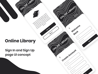 Library app sign up and sign in ui concept