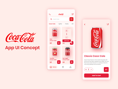 Coca-Cola app ui concept app application coca cola coca cola app drinks ecommerce food ios minimal minimalist ui uiux ux