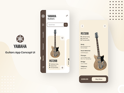Yamaha guitar app ui concept ecommerce ecommerce app guitar ios minimal mobile ui uiux ux