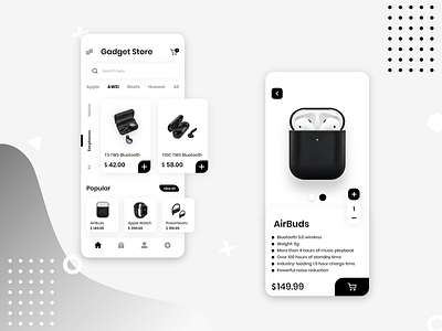 Gadget store e-commerce app concept ui