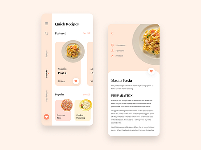 Food recipe app ui concept