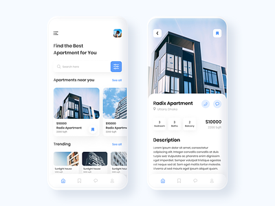Apartment buy and sale app ui concept apartment app application buy design designer figma flat home house ios mobile mockup property real state rent sale ui uiux ux