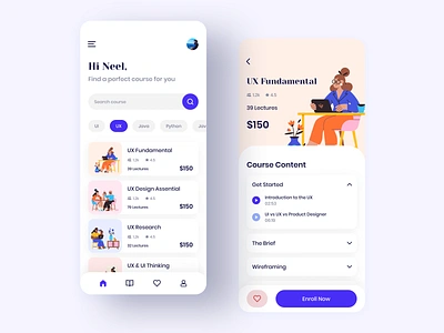 Online Courses Mobile App app application coaching course education elearning illustraion learning platform lesson mobile online course online study school student study teach teaching ui uiux ux