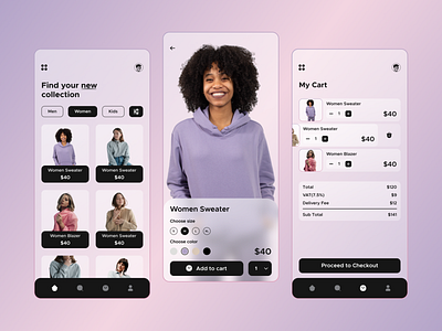 Fashion E-commerce Glass UI app application cloth cloth store e commerce ecommerce fashion glass glass ui ios mobile online store store ux