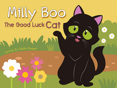 Milly Boo - The good luck cat (Book cover) book book cover book cover design cat illustration vector