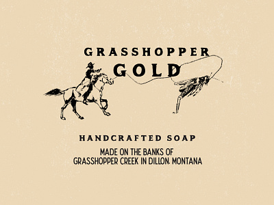 Grasshopper Gold branding cowgirl design gold graphic design grasshopper illustration logo montana soap western