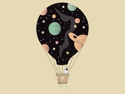 Hot Air Astro Balloon astronaut astronomy balloon design galaxy illustration space