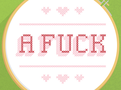Give 'a fuck' charity flat flat design give a fuck graphic design green heart holiday needlepoint pink red