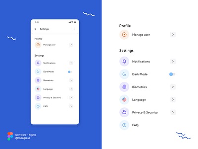 Settings mobile concept - UI Design challenge #007 #DailyUI concept dailyui mobile mobile concept screen settings ui uichallenge uiux user interface