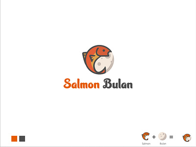 SALMON BULAN branding design flat icon logo minimal vector