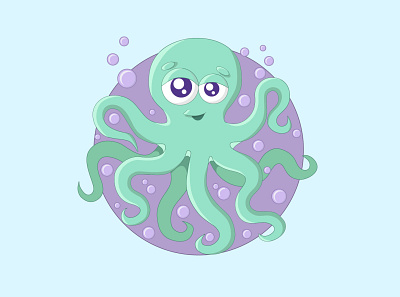 funny octopus art design flat graphic design icon illustration illustrator logo octopus octopus logo the character vector