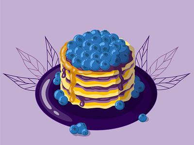 Pancakes art blueberries delicious design dish flat food graphic design illustration illustrator jam logo pancakes vector