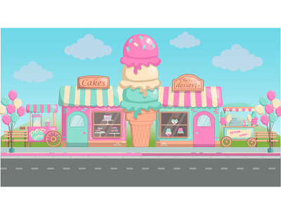 Sweet Street art background design flat illustration sweets vector