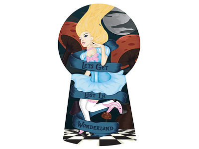 Let's Get Lost In Wonderland alice character design found illustration lost poster print revolution wonderland