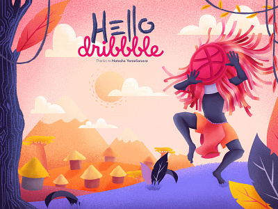 Hello Dribbble ! hello dribbbble illustration invite shot thanks typography vector
