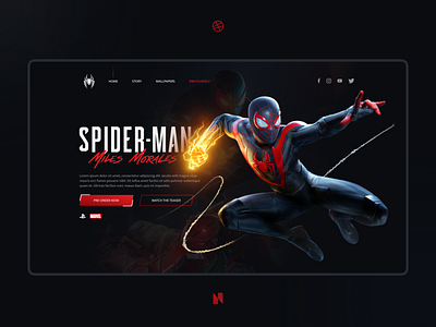 UI Concept Spider-man Miles Morales animation design figma motion design motion graphics redesign spiderman ui ui concept