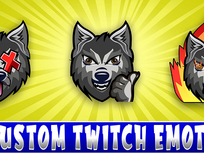 wolf emotes design logo mascot subbadges twitch twitch banner twitch logo twitchemote youtube banner youtube logo