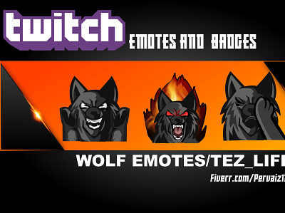 WOLF EMOTES design esport logo subbadges twitch twitch banner twitch logo twitchemote youtube banner youtube logo