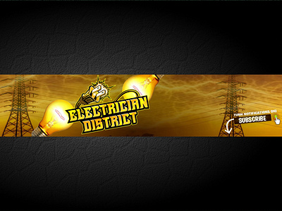 ELECTRICIAN DISTRICT BANNER banner design esport illustration mascot twitch banner twitch logo youtube youtube banner youtube logo