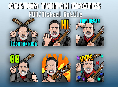 Negan Twitch emotes design esport illustration logo negan negan art negan cartoon negan cartoon art negan custom emotes negan illustration negan logo negan stickers negan twitch emotes negan vector art subbadges twitch affiliate twitch banner twitch logo youtube banner youtube logo