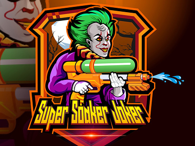 super soaker joker gaming logo illustration