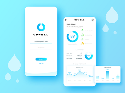 Upwell - The Well Water App app design flat ios login mobile ui